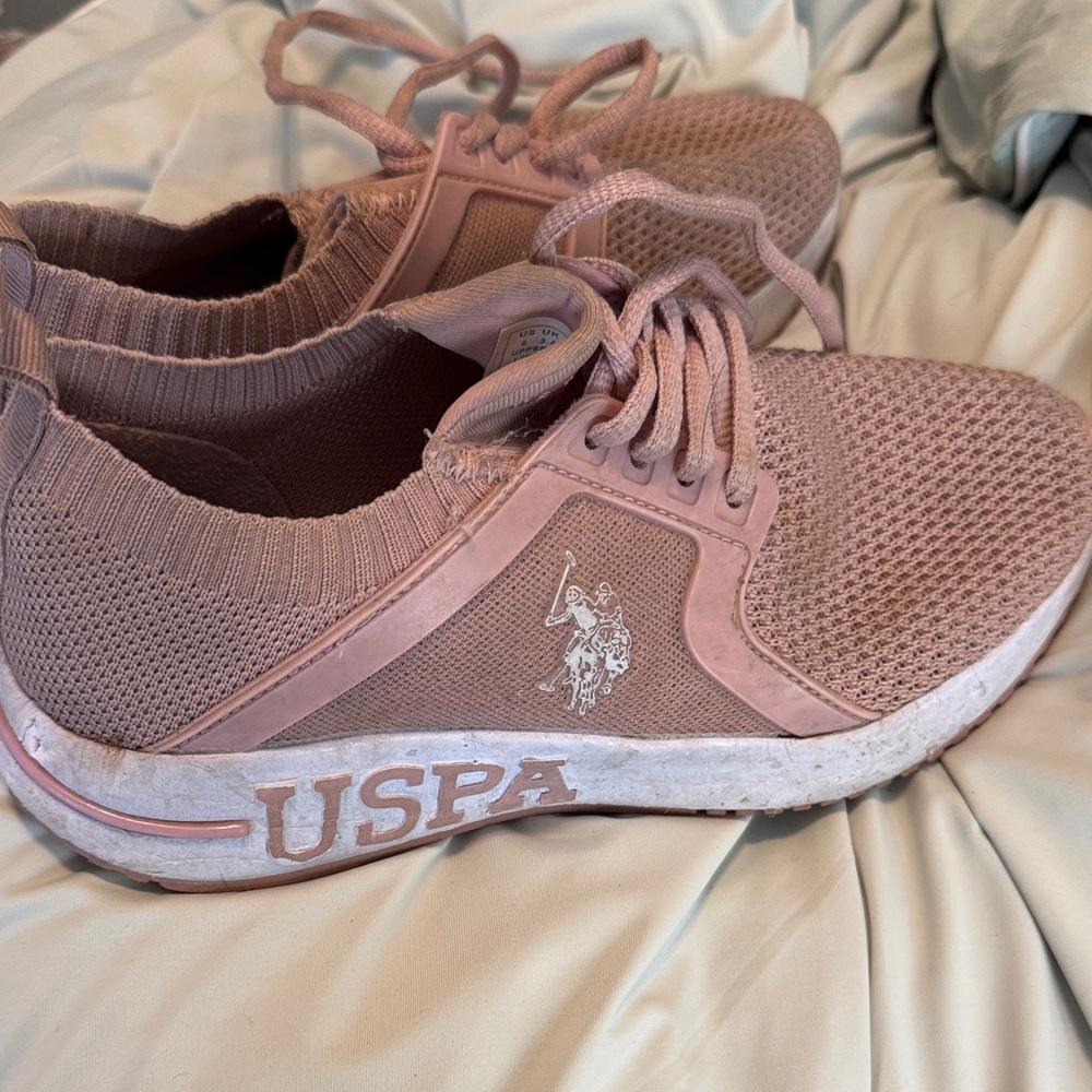 U.S. Polo Assn. Dusty Rose Knit Lace-Up Sneakers